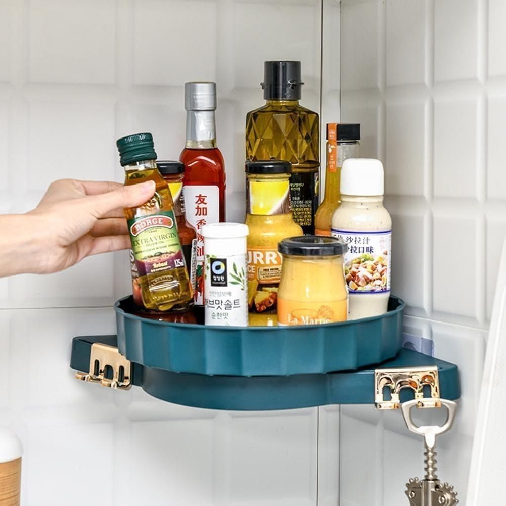 360 Rotating Triangular Corner Shelf - Space-Saving Storage Solution - Eazylife India