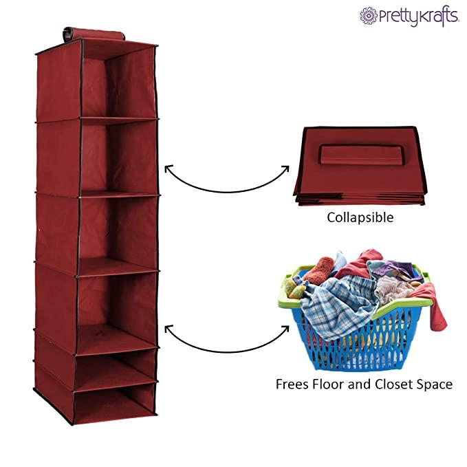 Foldable Hanging Wardrobe Organizer with 6 Shelves - Eazylife India