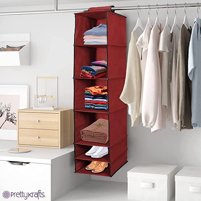 Foldable Hanging Wardrobe Organizer with 6 Shelves - Eazylife India