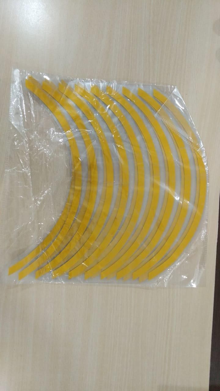 Car Bike Tyre & Body Reflective Stickers (18 stripes of Yellow Colour) - Eazylife India