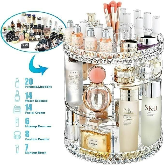 360° Rotating Adjustable Makeup Organizer Box - Eazylife India