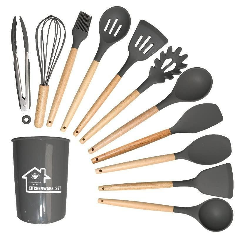 11-Piece Silicone Kitchen Utensil Set with Holder - Eazylife India