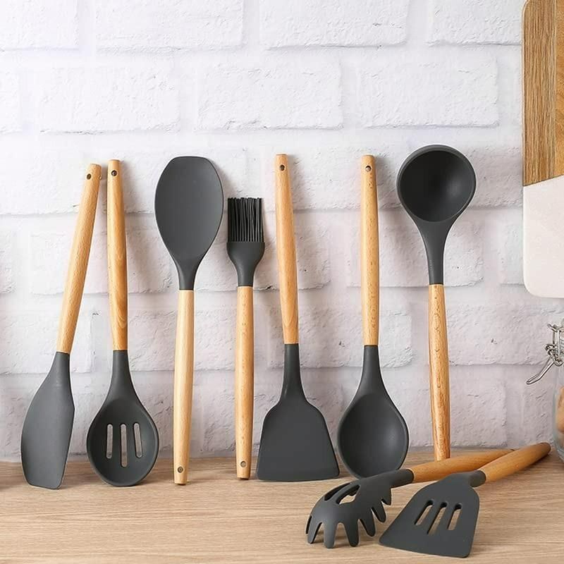 11-Piece Silicone Kitchen Utensil Set with Holder - Eazylife India
