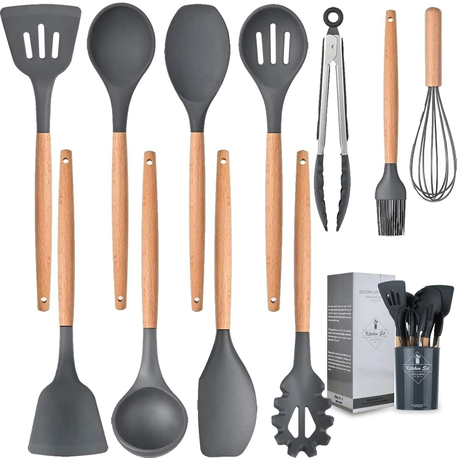 11-Piece Silicone Kitchen Utensil Set with Holder - Eazylife India